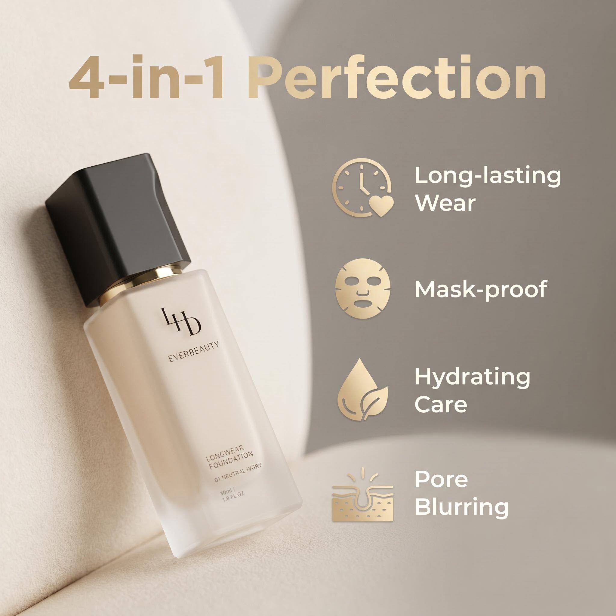 LDH EVERBEAUTY Longwear Matte Foundation, Transfer-Proof Hydrating Base 30ml
