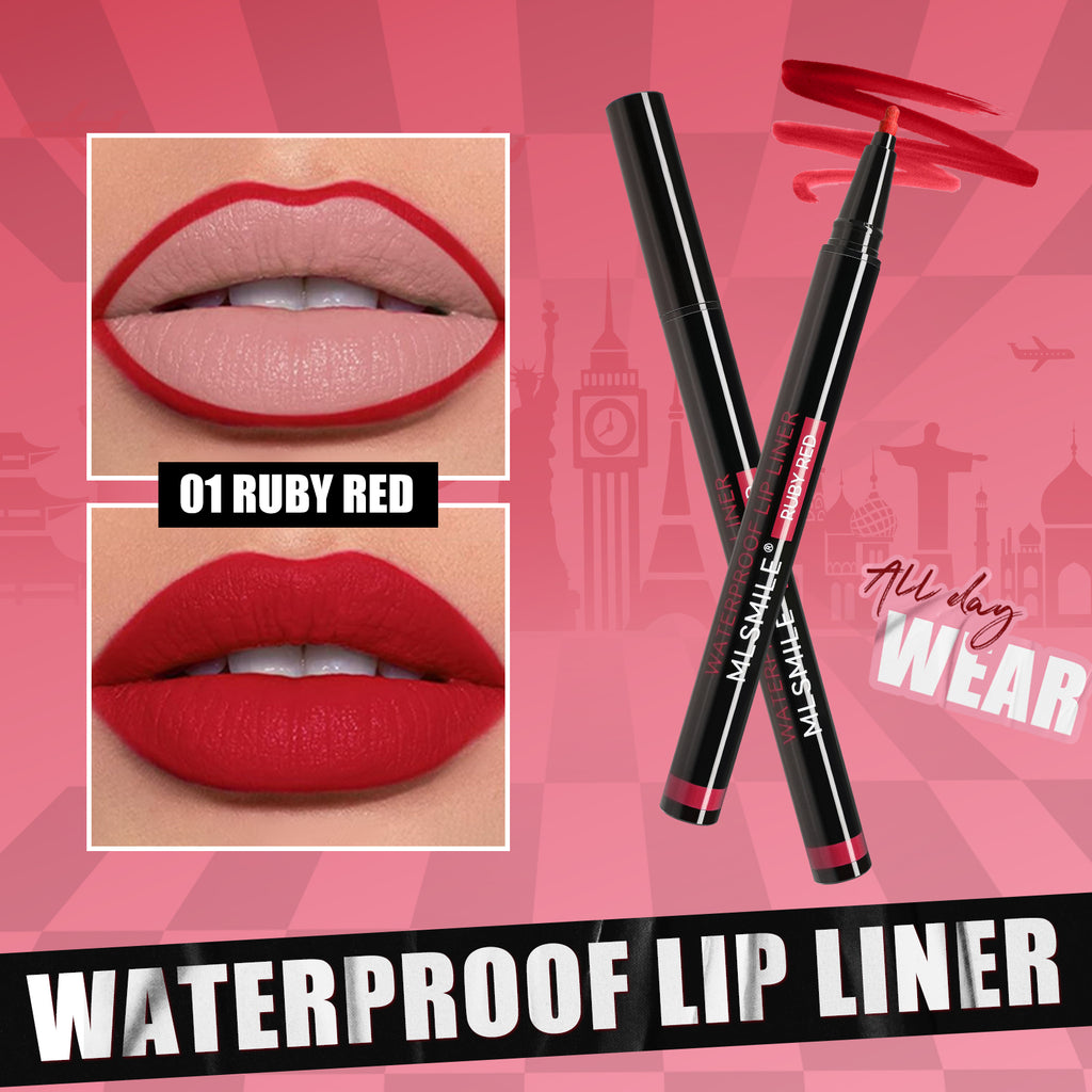 MLSMILE 6 Colors Waterproof Lip Liner Pen, Ultra Fine Precision Felt Ball Tip Long Lasting Matte Lip Outline Pencil