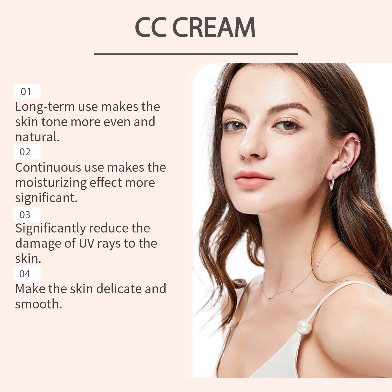 SPF43 Broad Spectrum CC Cream Color Correcting Moisturizing Foundation Primer, Long Lasting Even Skin Tone Sunscreen Makeup Base