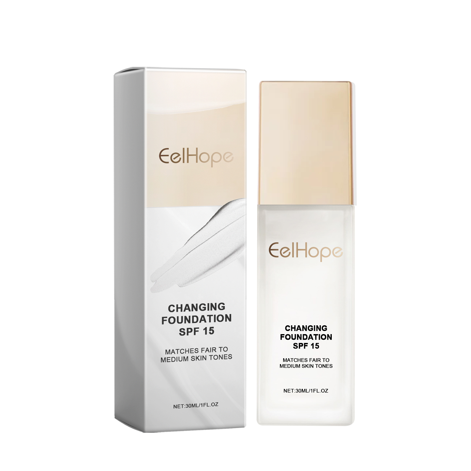 EelHope Color Changing Foundation SPF15, Hydrating Full Coverage Concealer For Dark Circles Acne Spots Freckles, Lightweight Long Lasting Moisturizing Face Makeup