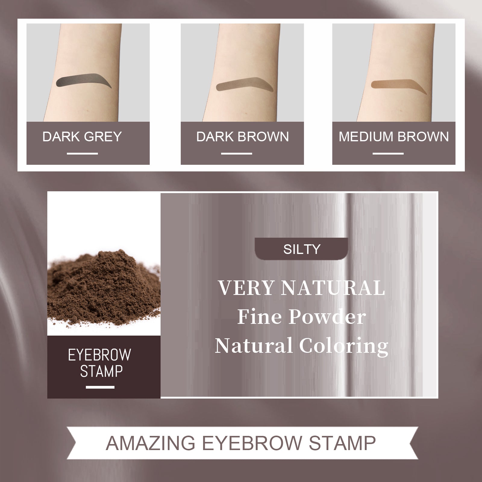 EELHOE Dark Brown One Step Eyebrow Stamp, Waterproof Long Lasting Brow & Hairline Filling Powder, Natural Fluffy Wild Eyebrow Makeup For Sparse Brows