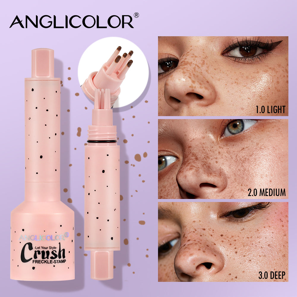 ANGLICOLOR Freckle Stamp Pen, 3 Shades Waterproof Natural Fake Freckles Makeup Tool, Quick Dry Long Lasting Realistic Freckle Tattoo Stamp for Face