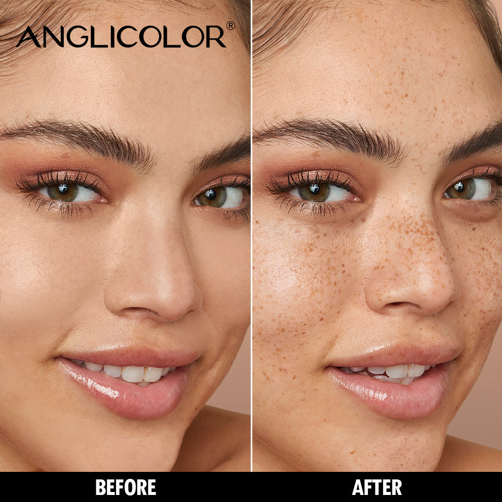 ANGLICOLOR Freckle Stamp Pen, 3 Shades Waterproof Natural Fake Freckles Makeup Tool, Quick Dry Long Lasting Realistic Freckle Tattoo Stamp for Face