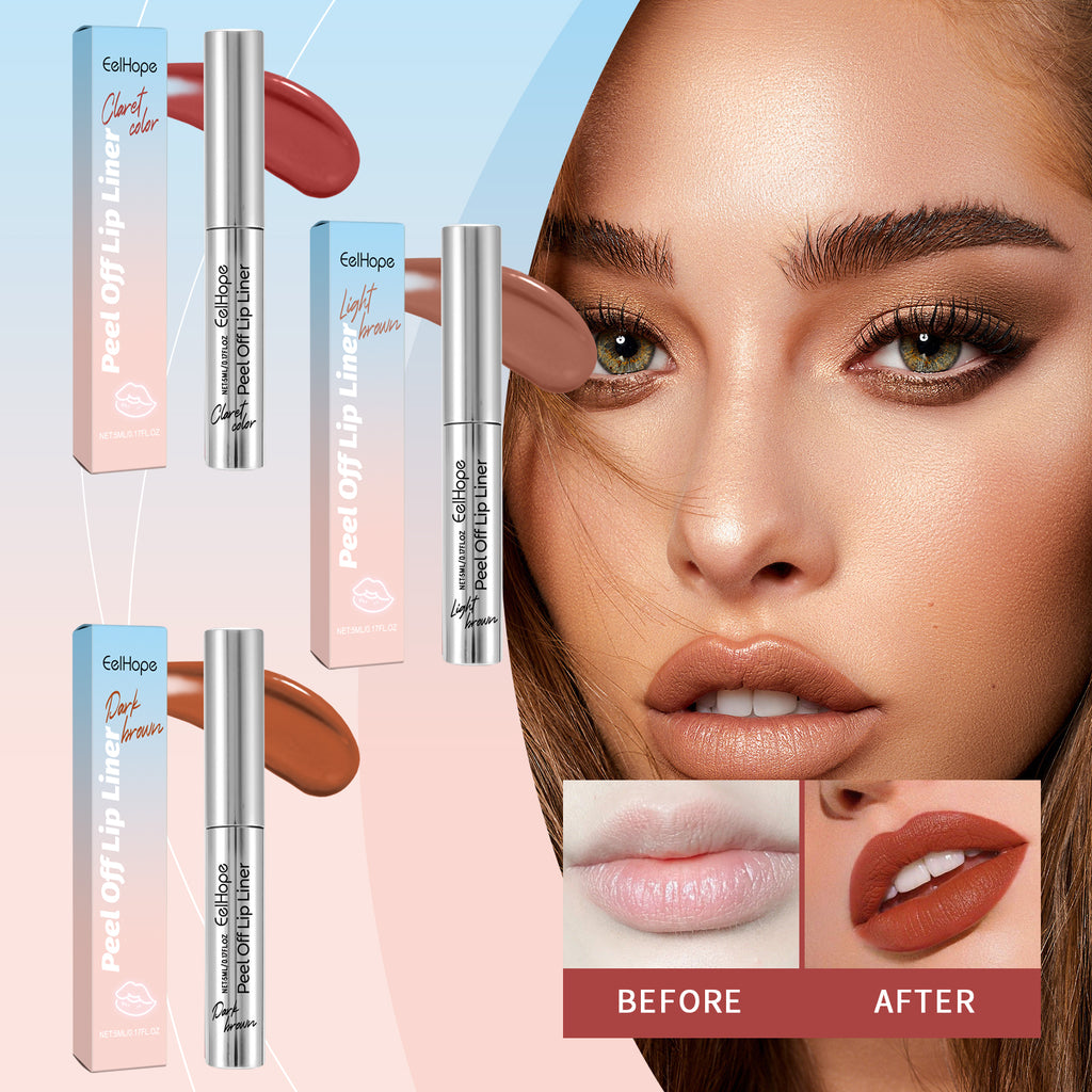EelHope Peel Off Lip Liner Tattoo Lip Stain, Long Lasting Waterproof Peel Lip Tint, Moisturizing Aloe Lip Makeup, 3 Shades Available