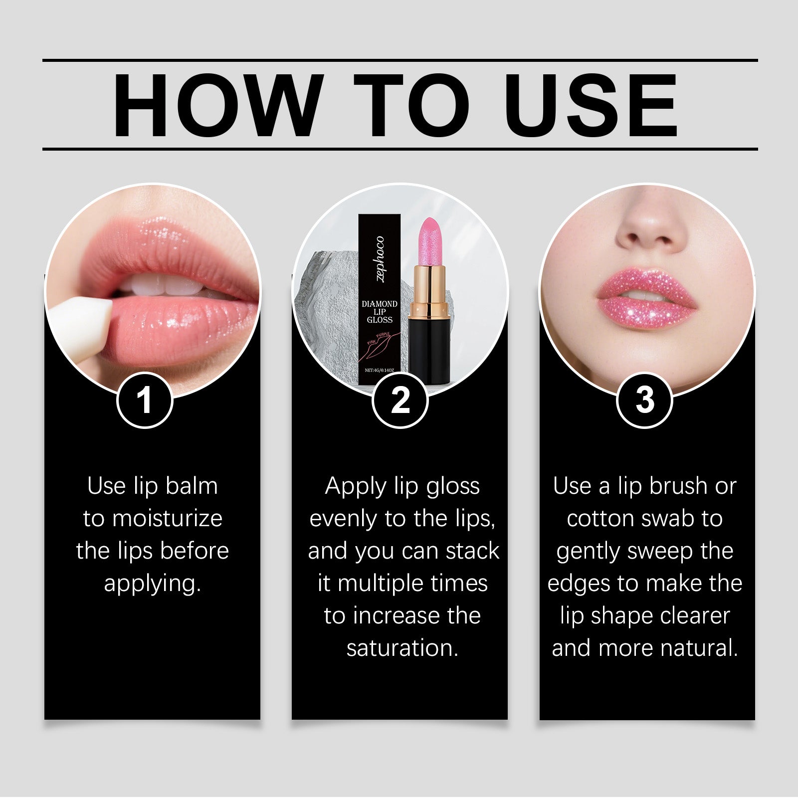 Hydrating Glitter Diamond Lipstick Stick, Non-Sticky Long Lasting Shiny Lip Gloss, 3D Plump Lip Makeup For All Occasions