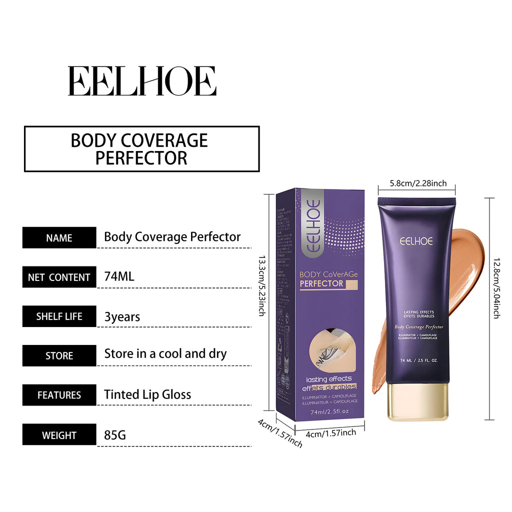 EELHOE Body Coverage Perfector Waterproof Body Concealer, Full Coverage Hide Tattoos Scars Varicose Veins, Long Lasting Even Skin Tone Body Foundation For Face & Body 74ml