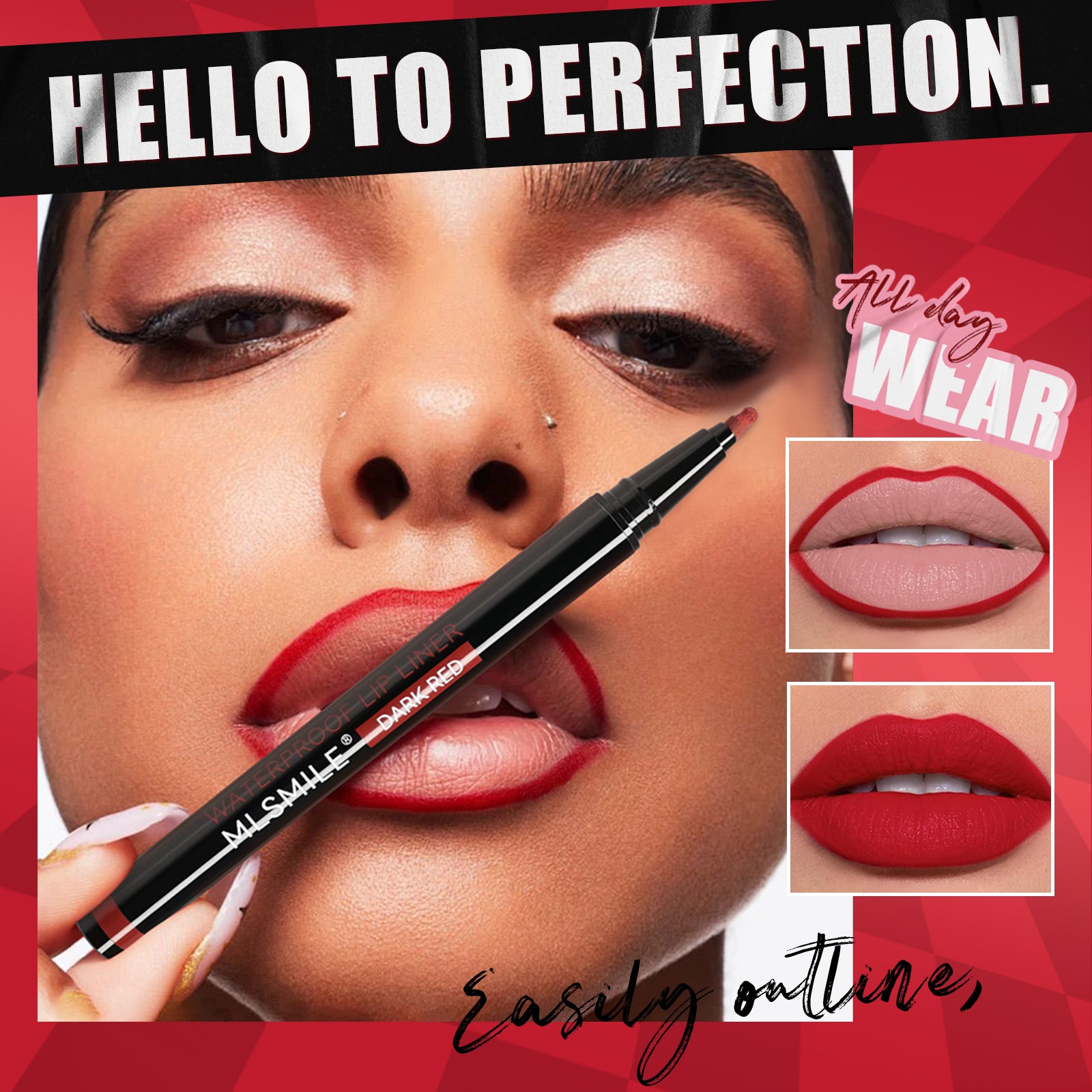 MLSMILE 6 Colors Waterproof Lip Liner Pen, Ultra Fine Precision Felt Ball Tip Long Lasting Matte Lip Outline Pencil