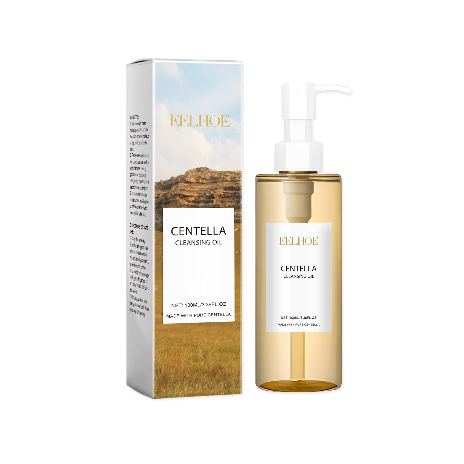 EELHOE Centella Asiatica Cleansing Oil, Gentle Makeup Remover Oil Rapid Emulsifying Deep Clean Soothing For Sensitive Skin