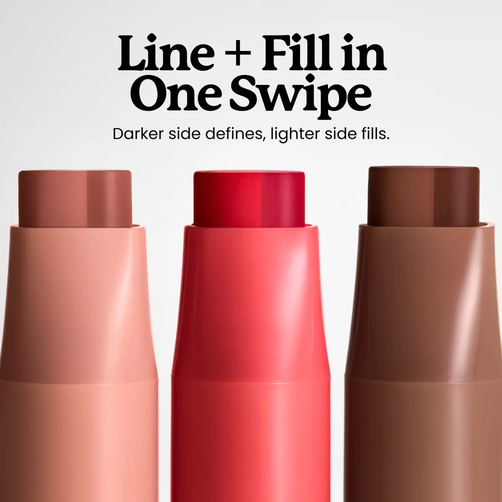 DoubleDown Lip Definer - 2-in-1 Lip Liner & Balm, Long-Lasting K-Beauty Lipstick with Satin Finish, Avocado Oil & Vitamin E