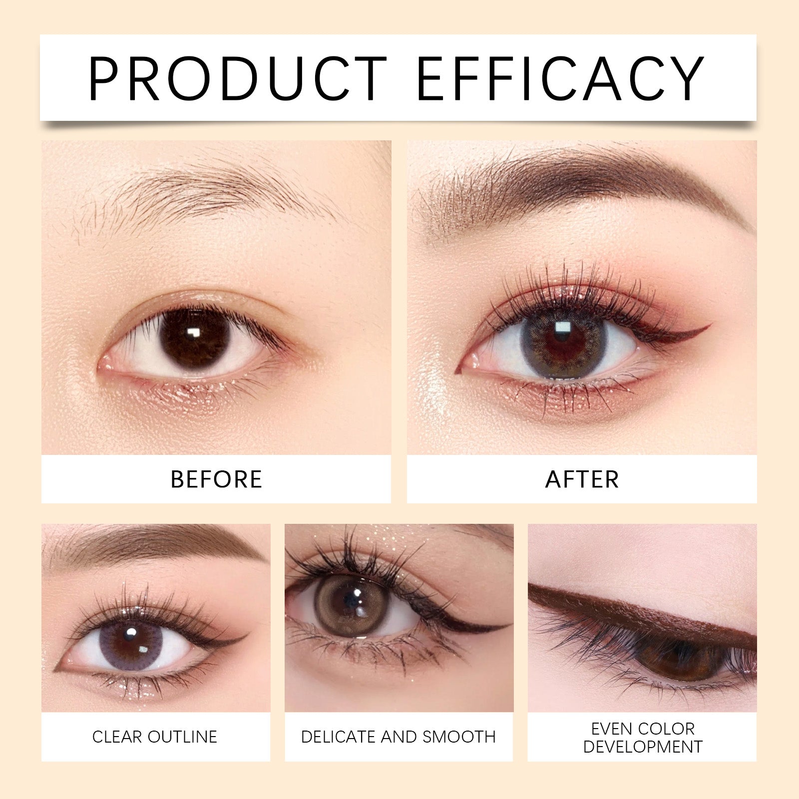 Smooth Waterproof Cream Eyeliner Pencil Stone Brown, Precise Thin Tip Long Lasting Sweat Resistant Natural Eye Liner Makeup