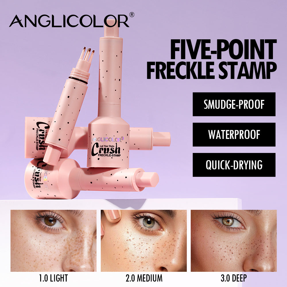 ANGLICOLOR Freckle Stamp Pen, 3 Shades Waterproof Natural Fake Freckles Makeup Tool, Quick Dry Long Lasting Realistic Freckle Tattoo Stamp for Face