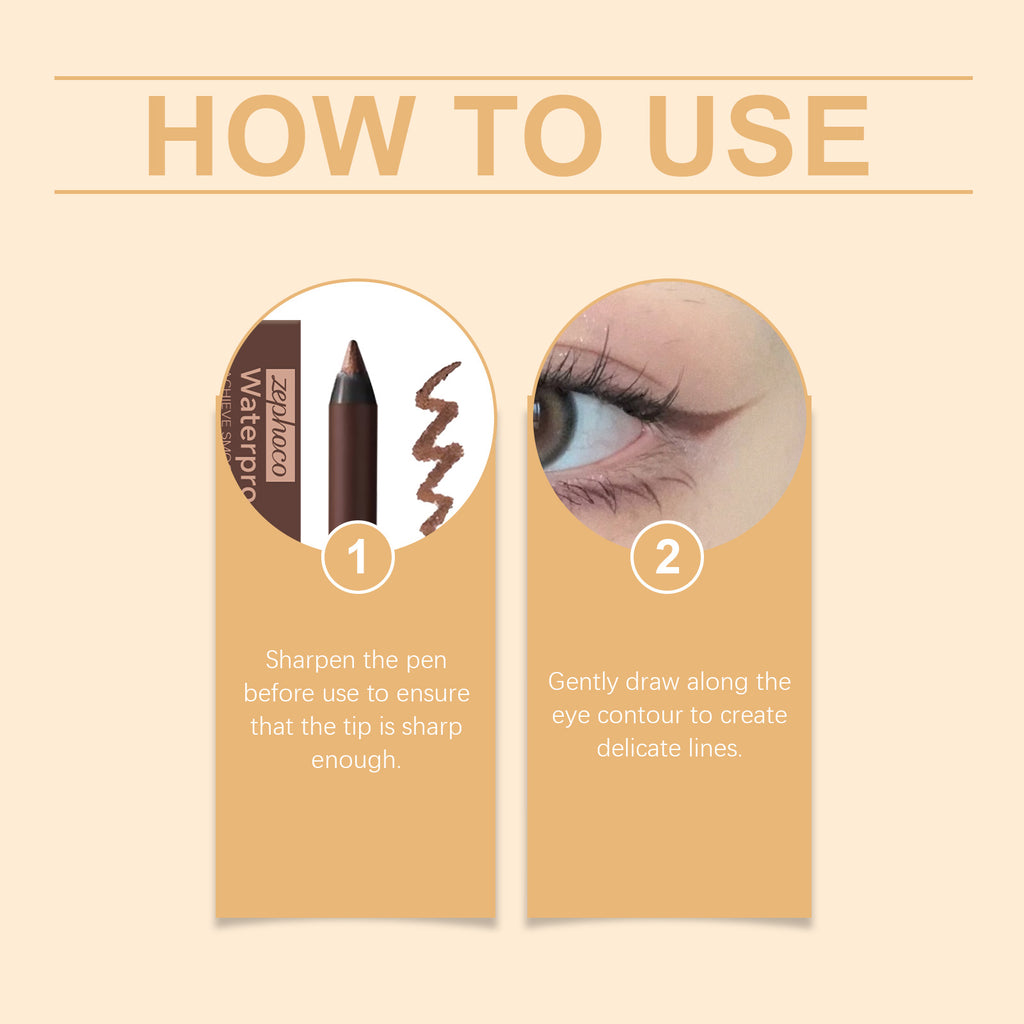 Smooth Waterproof Cream Eyeliner Pencil Stone Brown, Precise Thin Tip Long Lasting Sweat Resistant Natural Eye Liner Makeup