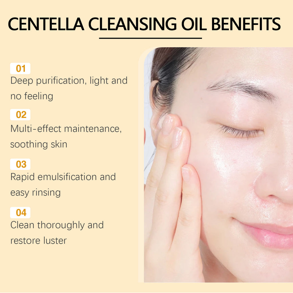 EELHOE Centella Asiatica Cleansing Oil, Gentle Makeup Remover Oil Rapid Emulsifying Deep Clean Soothing For Sensitive Skin