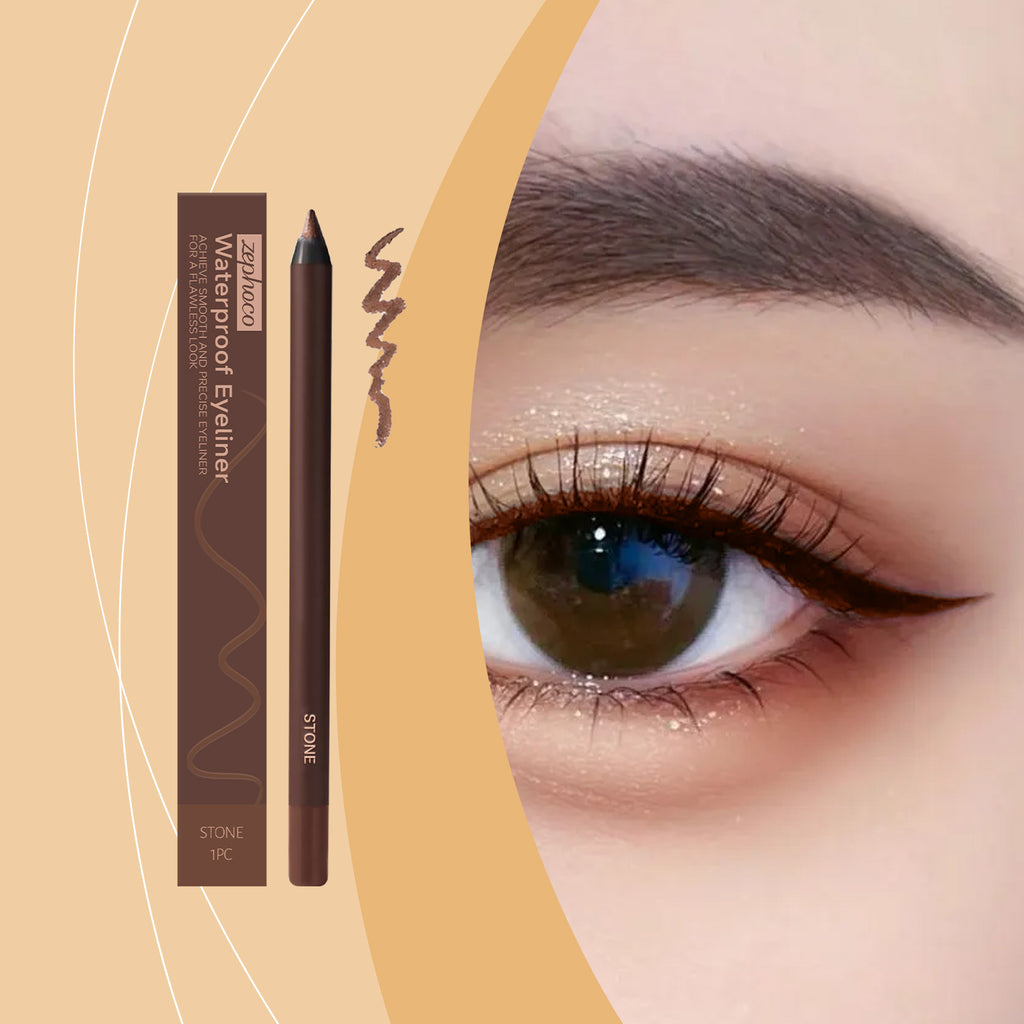Smooth Waterproof Cream Eyeliner Pencil Stone Brown, Precise Thin Tip Long Lasting Sweat Resistant Natural Eye Liner Makeup