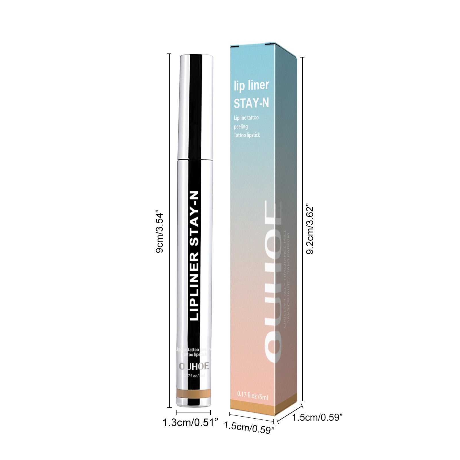 OUHOE Peel Off Lip Liner Tattoo Stain, Waterproof 24H Long Lasting Natural Nude Lip Tint Plump Nourish Lips Makeup