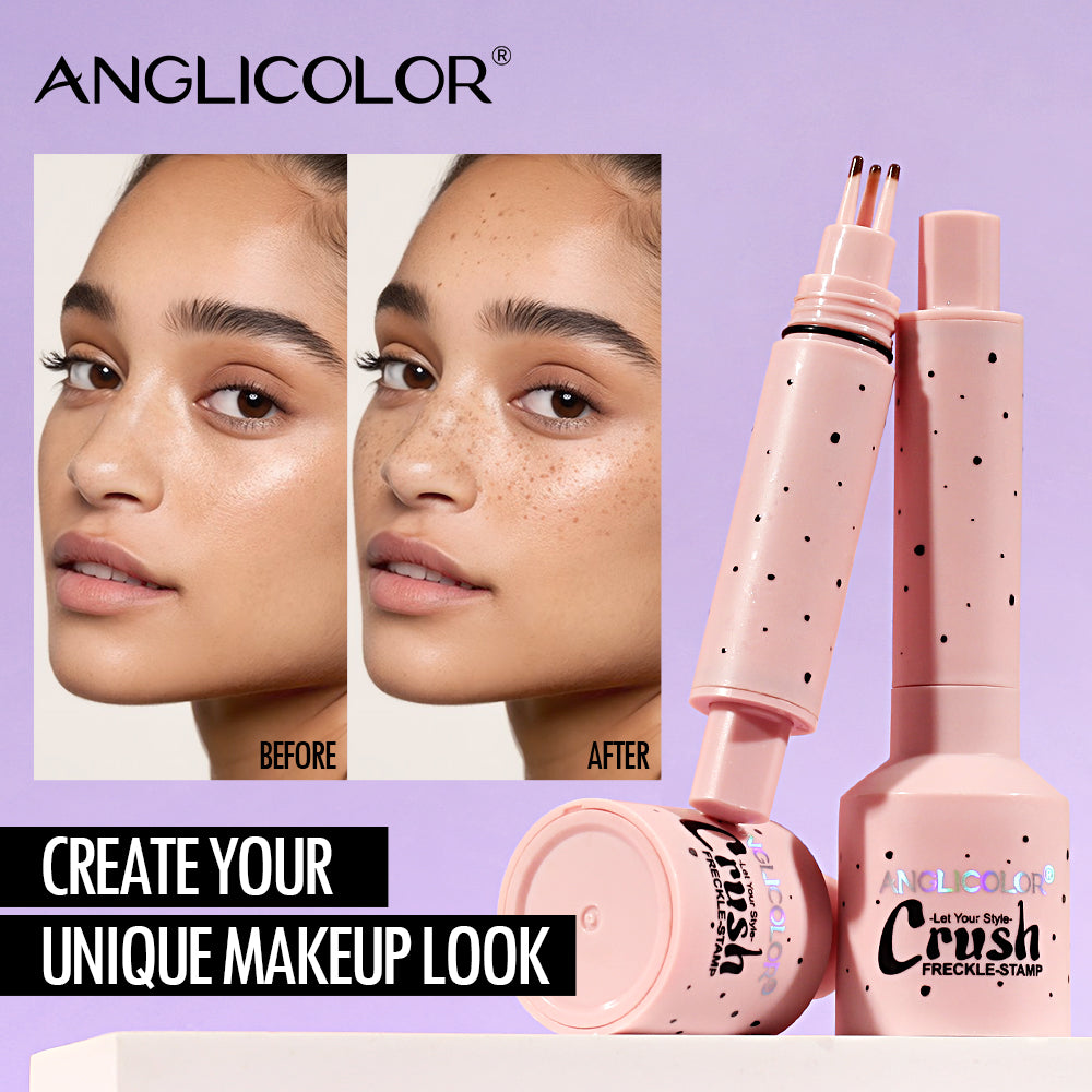 ANGLICOLOR Freckle Stamp Pen, 3 Shades Waterproof Natural Fake Freckles Makeup Tool, Quick Dry Long Lasting Realistic Freckle Tattoo Stamp for Face