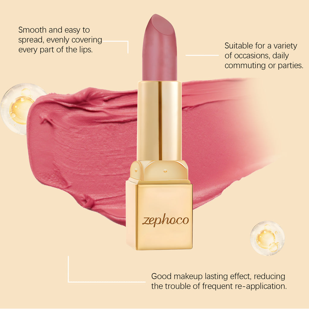 Zephoco Metallic Shine Lipstick, High Pigment Smooth Cream Lip Stick Long Lasting Moisturizing Lip Makeup for Daily & Party