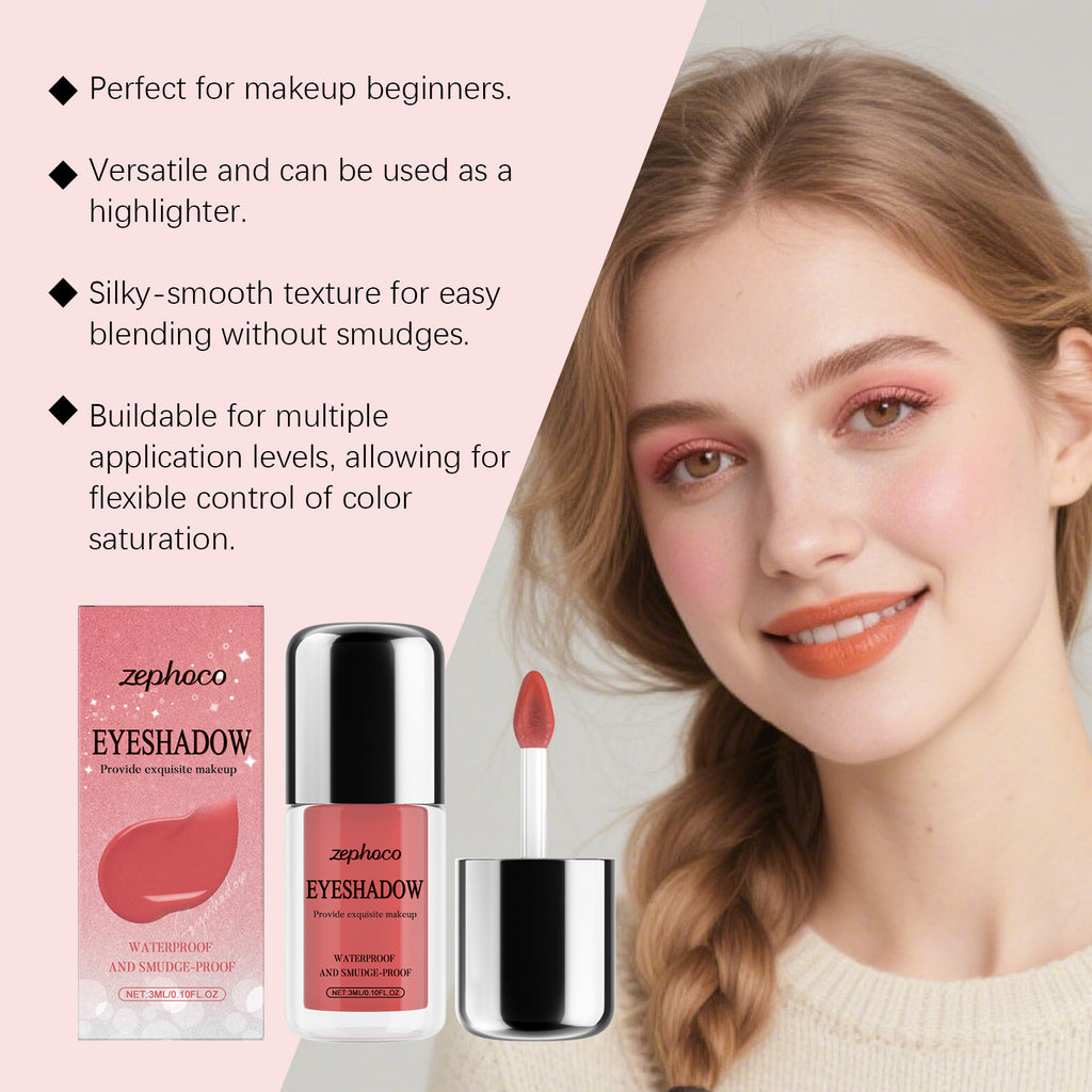 Ephoco Shimmer Liquid Eyeshadow #Peach Pink, Waterproof Smudge-Proof Quick Dry Hydrating Daily Eye Tint