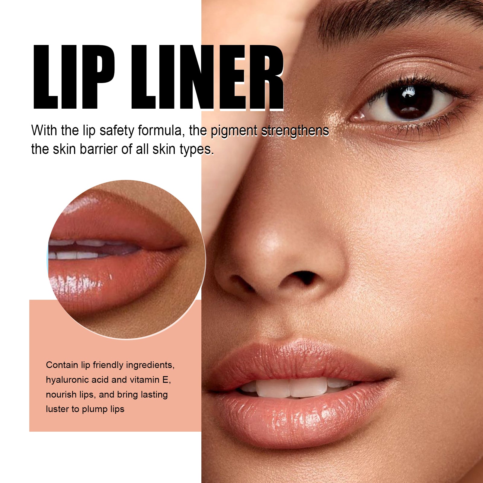 OUHOE Peel Off Lip Liner Tattoo Stain, Waterproof 24H Long Lasting Natural Nude Lip Tint Plump Nourish Lips Makeup