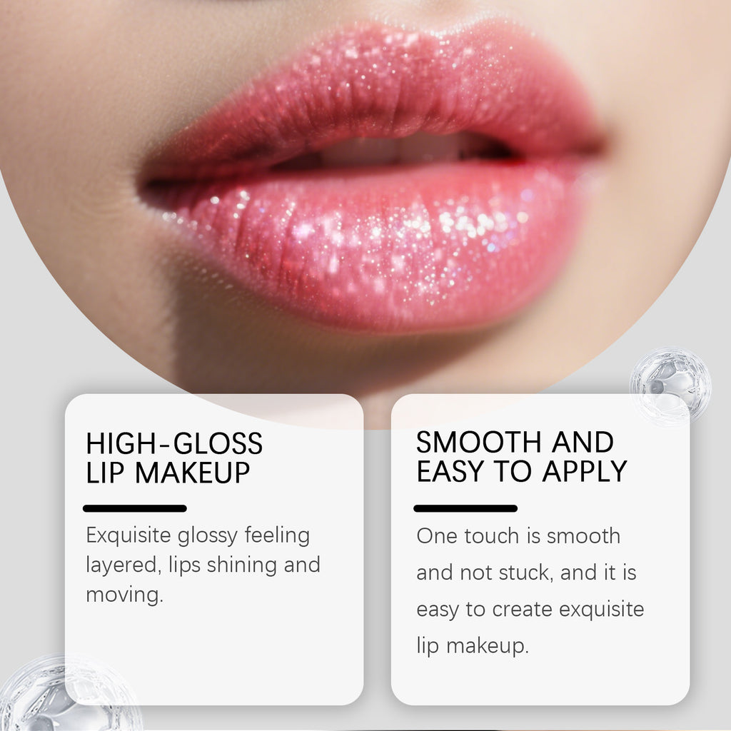 Hydrating Glitter Diamond Lipstick Stick, Non-Sticky Long Lasting Shiny Lip Gloss, 3D Plump Lip Makeup For All Occasions