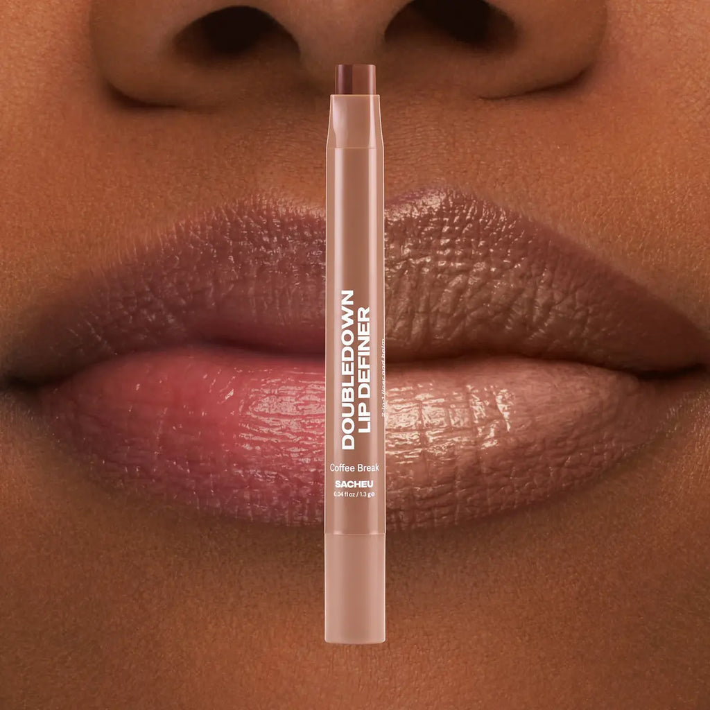 DoubleDown Lip Definer - 2-in-1 Lip Liner & Balm, Long-Lasting K-Beauty Lipstick with Satin Finish, Avocado Oil & Vitamin E
