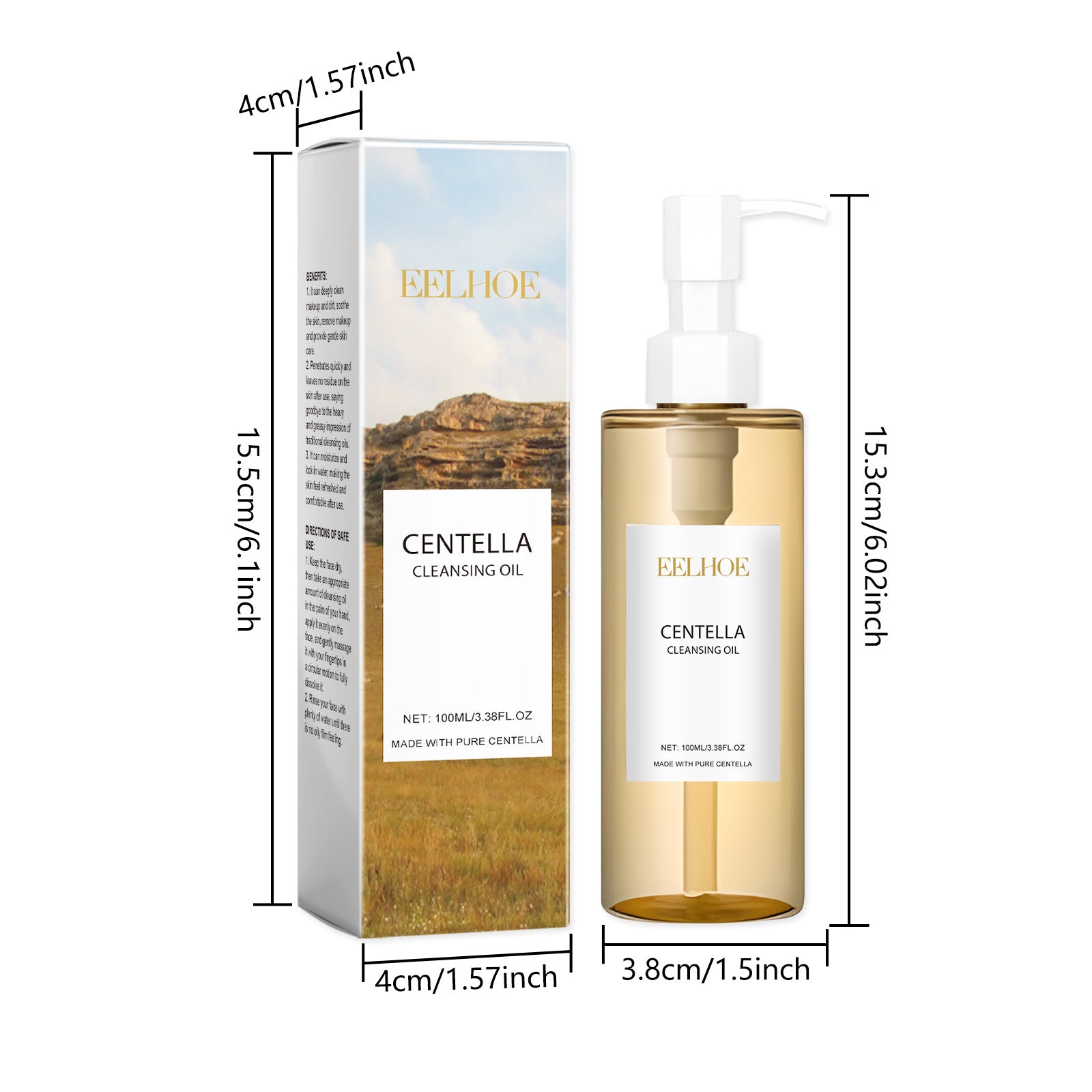 EELHOE Centella Asiatica Cleansing Oil, Gentle Makeup Remover Oil Rapid Emulsifying Deep Clean Soothing For Sensitive Skin