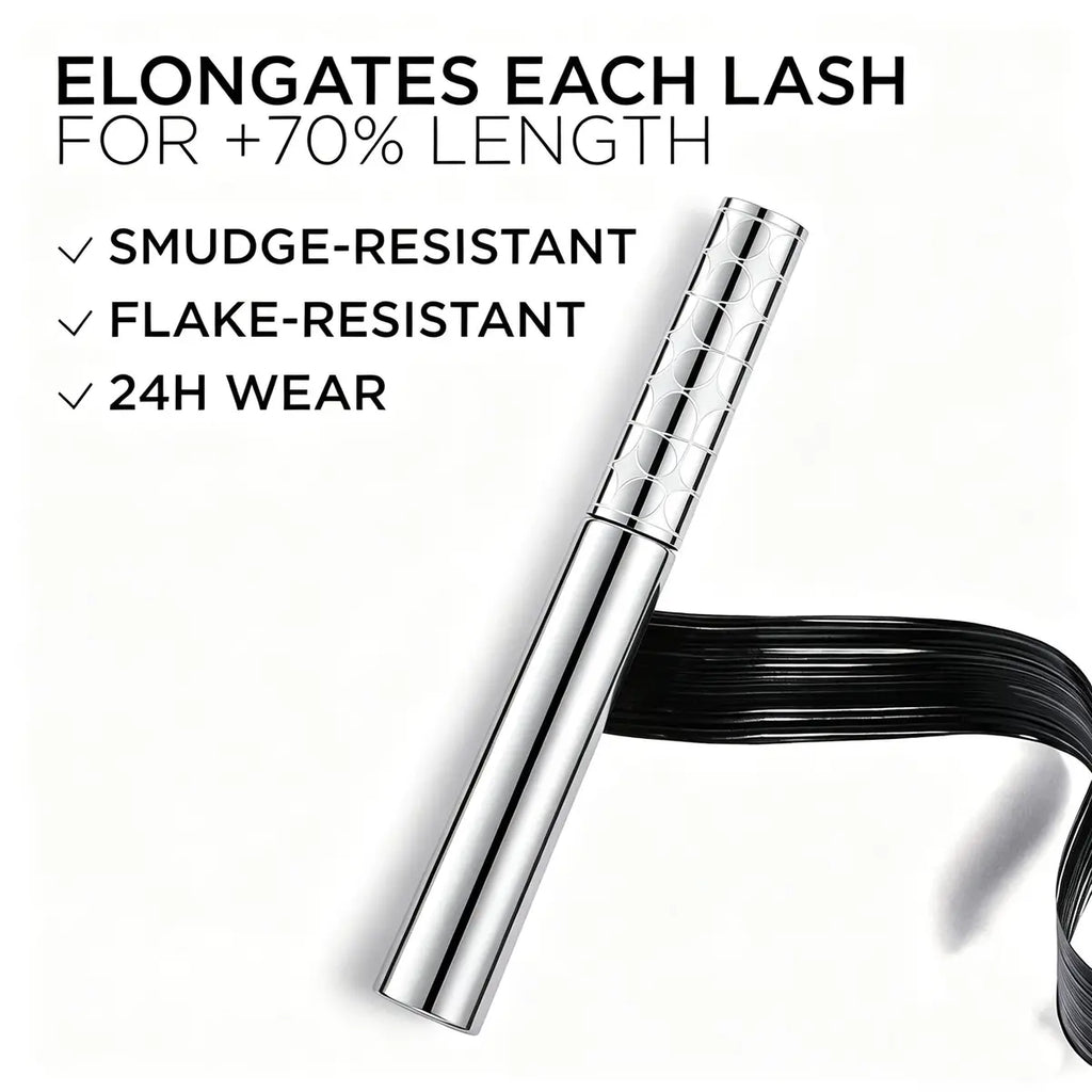 Lengthening Mascara—delivers lengthening, curling, and volumizing effects for fluffy, clump-free lashes; features a lightweight, smudge-proof, and transfer-resistant formula; prevents "spidery" clumps; cruelty-free and paraben-free.