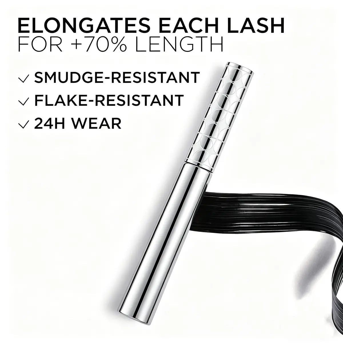Lengthening Mascara—delivers lengthening, curling, and volumizing effects for fluffy, clump-free lashes; features a lightweight, smudge-proof, and transfer-resistant formula; prevents "spidery" clumps; cruelty-free and paraben-free.