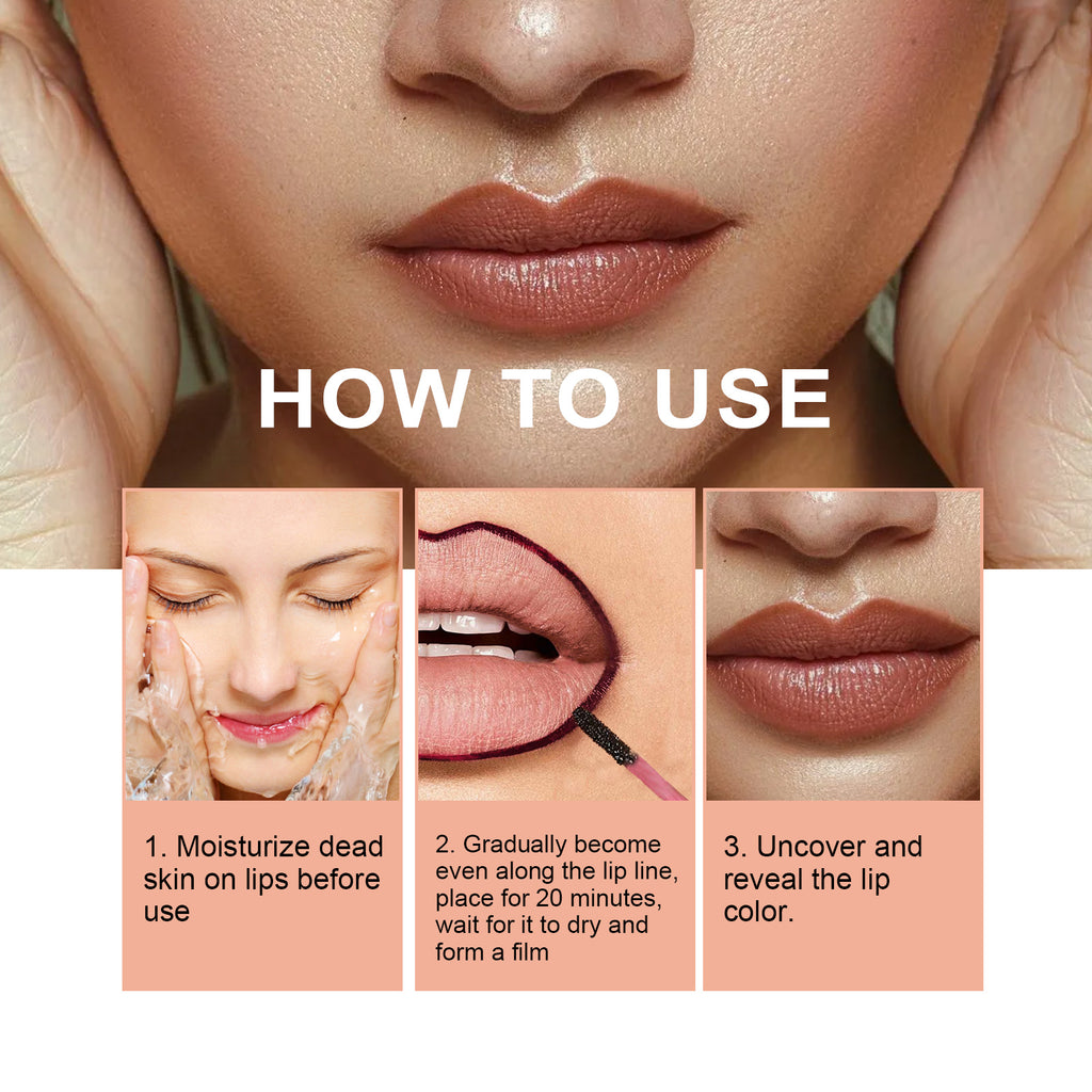 OUHOE Peel Off Lip Liner Tattoo Stain, Waterproof 24H Long Lasting Natural Nude Lip Tint Plump Nourish Lips Makeup