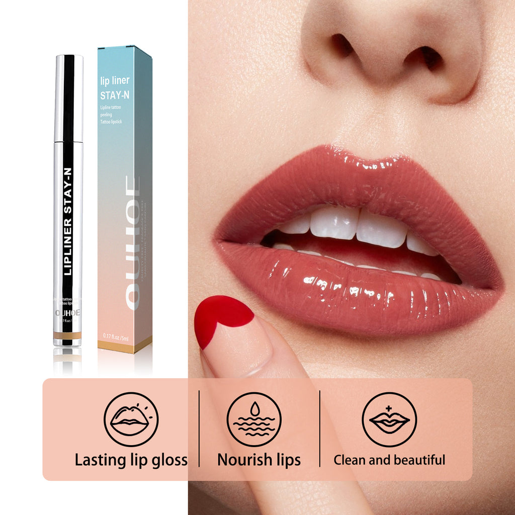 OUHOE Peel Off Lip Liner Tattoo Stain, Waterproof 24H Long Lasting Natural Nude Lip Tint Plump Nourish Lips Makeup
