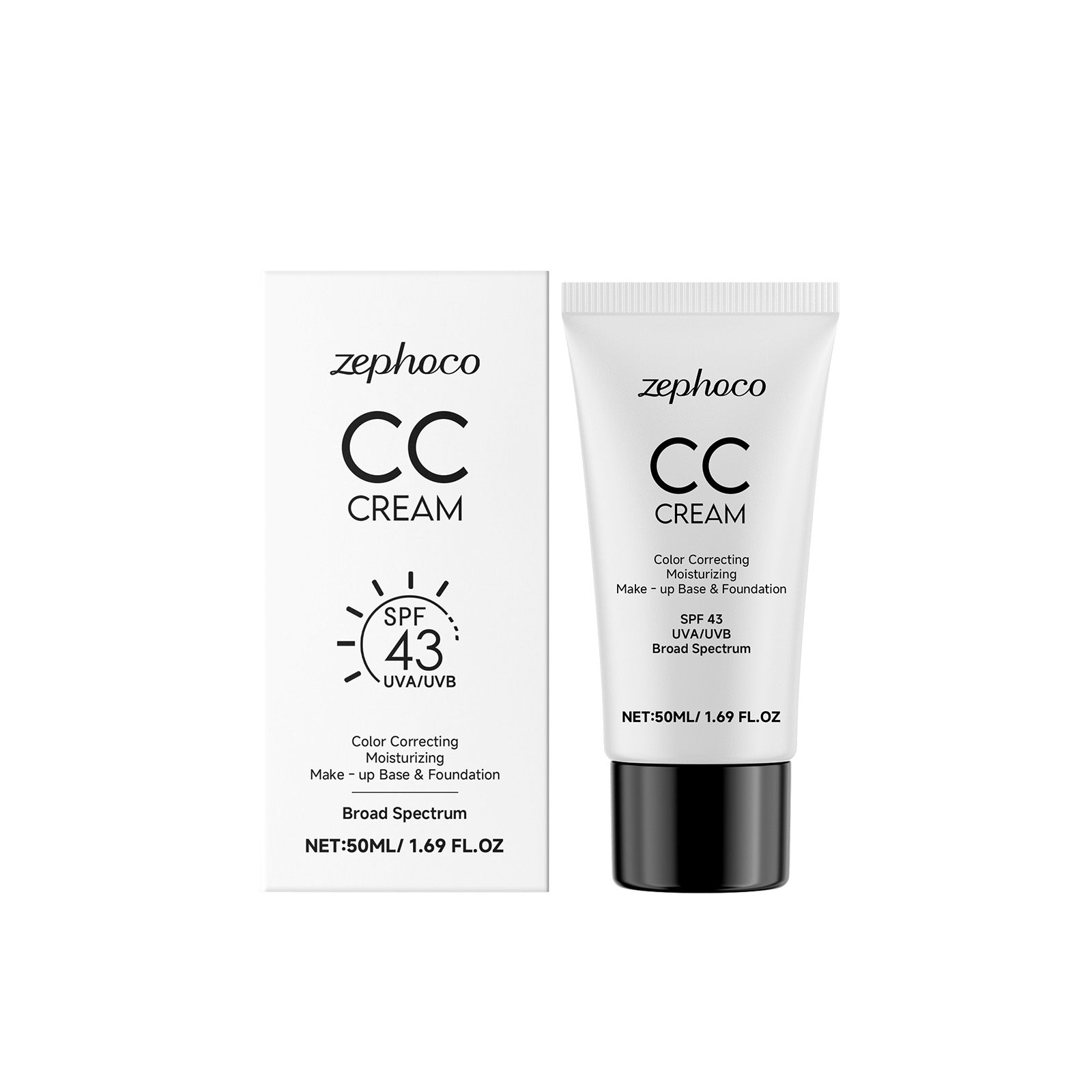 SPF43 Broad Spectrum CC Cream Color Correcting Moisturizing Foundation Primer, Long Lasting Even Skin Tone Sunscreen Makeup Base