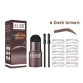 EELHOE Dark Brown One Step Eyebrow Stamp, Waterproof Long Lasting Brow & Hairline Filling Powder, Natural Fluffy Wild Eyebrow Makeup For Sparse Brows