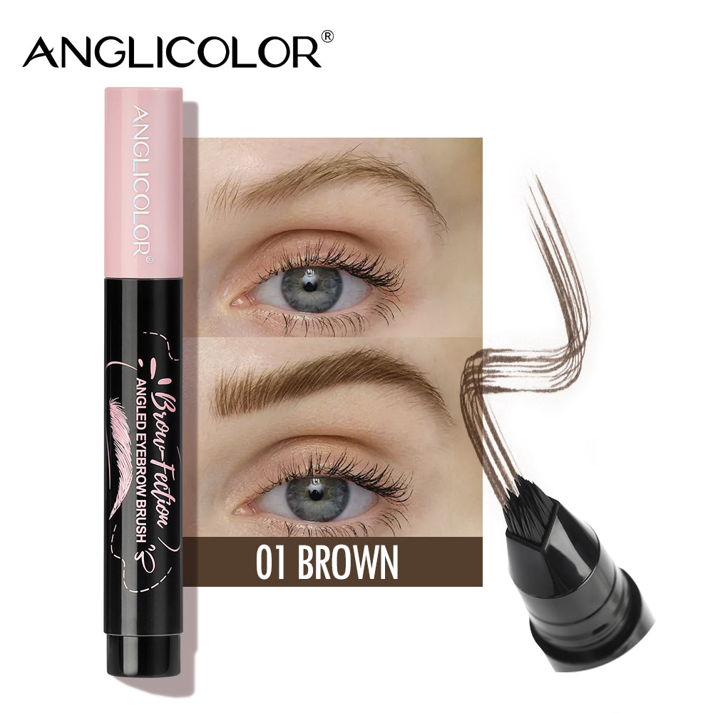 ANGLICOLOR Angled Square Brush Eyebrow Pen, 3 Shades Waterproof Microblading Liquid Eyebrow Brush Pen, Long Lasting Smudge Proof Hair-Like Natural Eyebrow Tattoo Pen